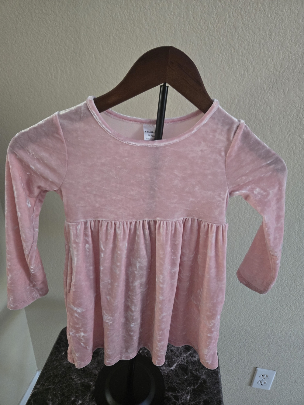 Healthtex Pink Velvet Long Sleeve Dress. 5T
